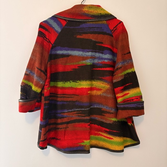 Joseph Ribkoff Abstract Stripe Waterfall Collar Jacket Size 8 Multicolour - Picture 5 of 7